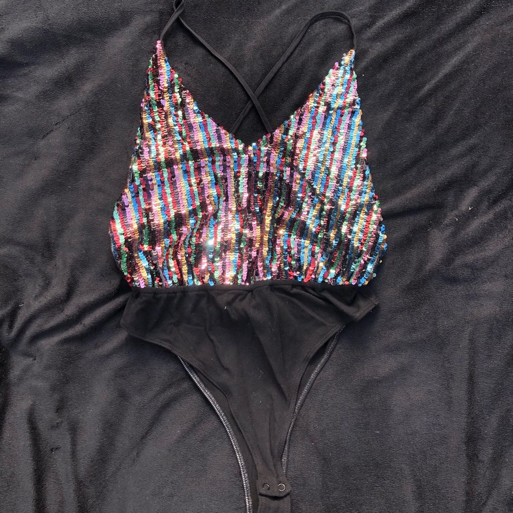 Sequin Backless Bodysuit